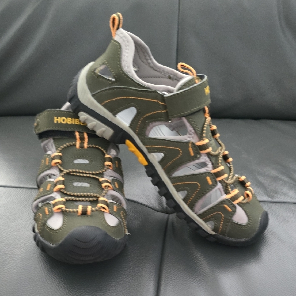 Hobibear Brand, Olive and Orange Adventure Water Sandals, Kids 5